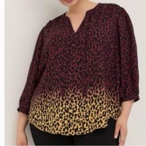 Leopard Print V-Neck Blouse